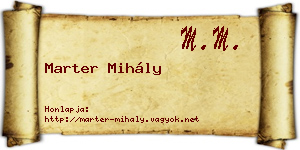 Marter Mihály névjegykártya